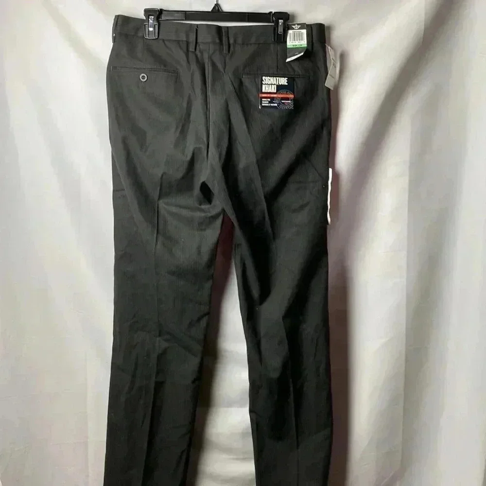 NWT DOCKERS SIGNATURE KHAKI SLIM FIT SIZE 34x‎ 34 DARK GRAY PIN STRIPE